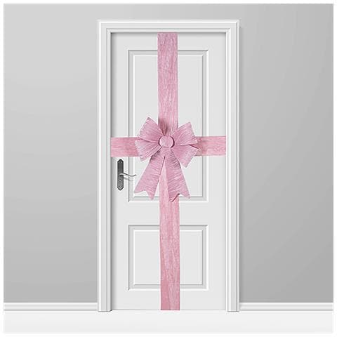 Fiocco Natalizio Rosa Fuoriporta Decorazione Di Natale 49x52cm Addobbo Per Porta - Foto 5
