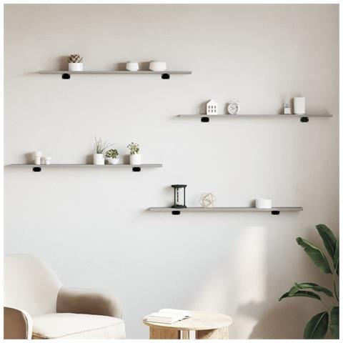 Mensole Parete 4pz Grigio Sonoma 100x10x1,5cm Legno Multistrato - Foto 3