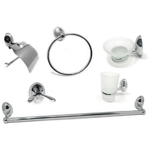 Set Bagno Moderno Acciaio Cromato Vetro Satinato 6pz Porta Rotolo Sapone 52918 - Foto 1