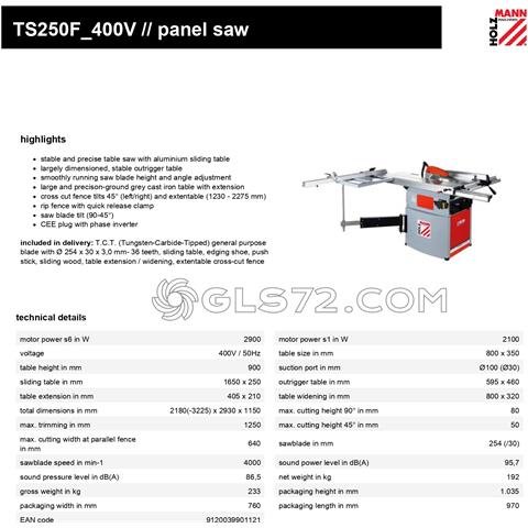 Banco Sega Squadratrice Per Legno Holzmann Ts250f 400v - Foto 8