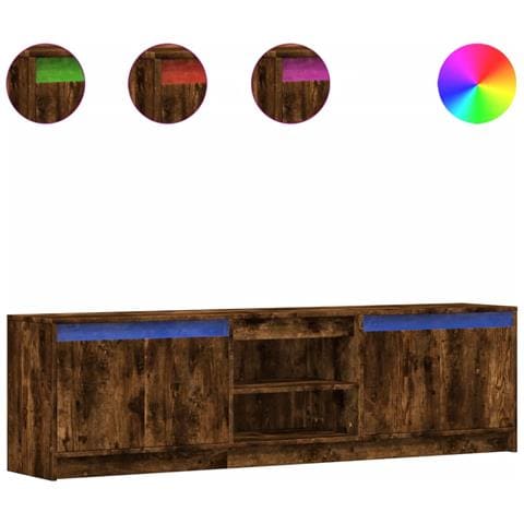 Mobile Porta TV con LED Rovere Fumo 180x34x50cm in Truciolato - Foto 1