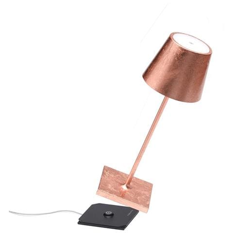 Lampada A Led Da Tavolo Poldina Pro Mini Foglia Rame Ricaricabile E Dimmerabile Con Batteria Fino A 12 Ore - Foto 1