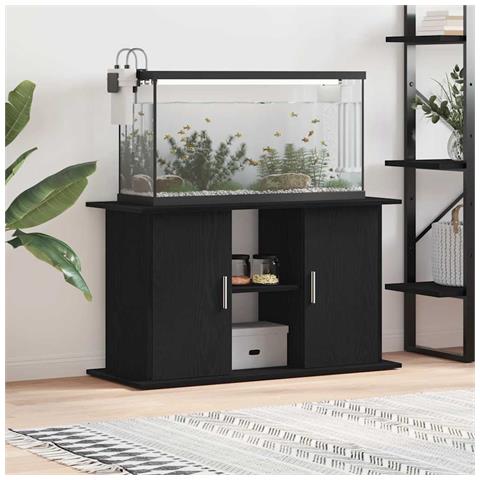 Supporto Acquario 101x41x58 cm Legno Multistrato Rovere Nero - Foto 1