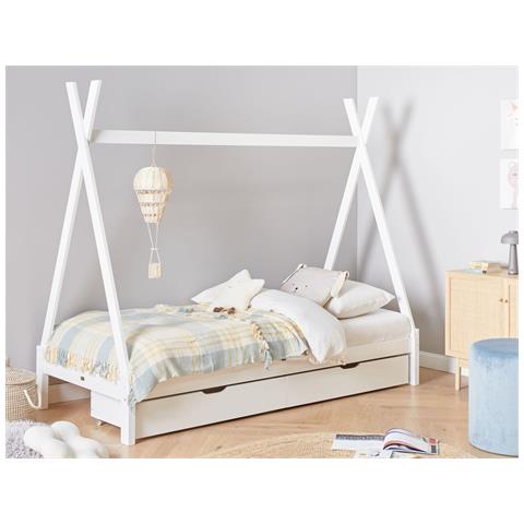 Letto Con Cassetti Contenitori Legno Di Pino Devay 90 X 200 Cm Bianco - Foto 1