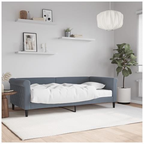 Divano Letto Con Materasso Grigio Scuro 90x190 Cm In Velluto - Foto 1