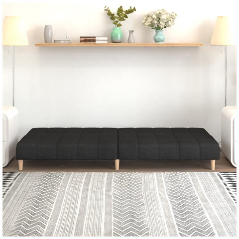 Divano Letto A 2 Posti Nero In Tessuto - Foto 3