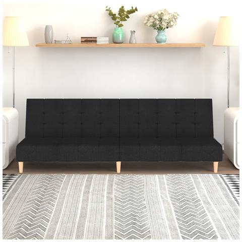 Divano Letto A 2 Posti Nero In Tessuto - Foto 1