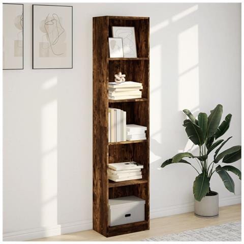 Libreria Rovere Fumo 40x24x176 Cm In Legno Multistrato - Foto 3