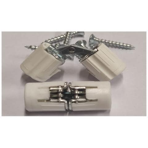 2 Pezzi - Cerniere Invisibili Ø14mm - In Plastica Bianca Con Viti Ø3mmx20 - Foto 1