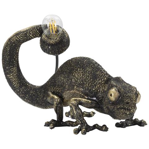 Lampada Da Tavolo Camaleonte - Nero - Poliresina - 37,5x16,5x22 Cm - Foto 1