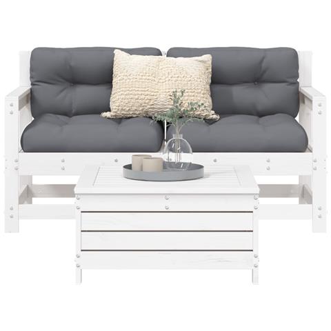 Lusso Casadino -  Set Divani Da Giardino 3 Pz Bianco In Legno Massello Di Pino - Foto 8