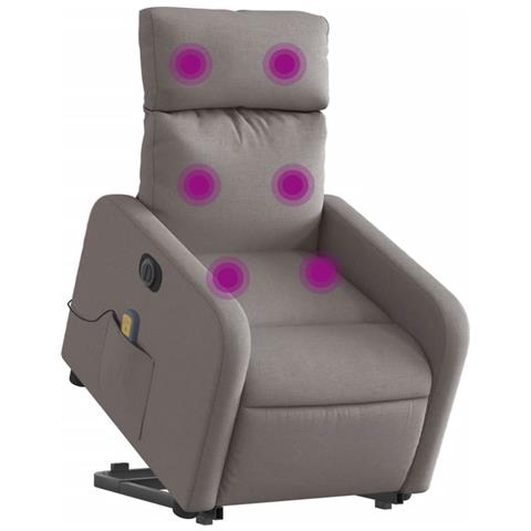 Poltrona Alzapersona Massaggiante Elettrica Tortora In Tessuto - Foto 2