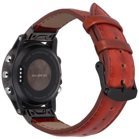 Cinturino Per Orologio In Vera Pelle Per Garmin Fenix 7s / 6s / 5s - Sgancio Rapido Brown 22 Mm - Foto 1