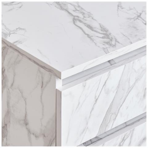 Armadietto Da Bagno Teresina Con Ruote 80 Cm Marmo Bianco - Foto 7