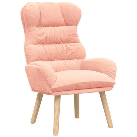 Poltrona Rilassante  in Tessuto Simil Manto Curly Rosa - Foto 1