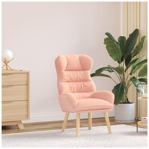 Poltrona Rilassante  in Tessuto Simil Manto Curly Rosa - Foto 2