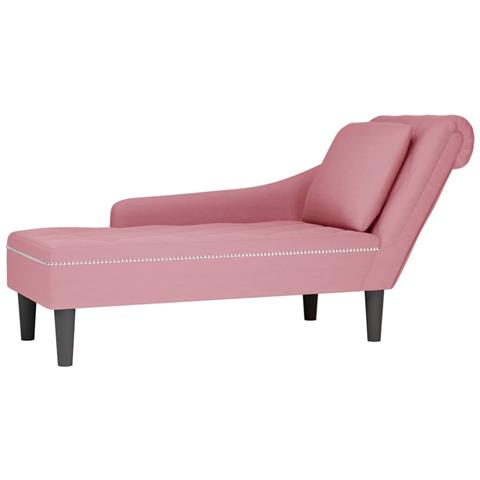 Sdraio con Cuscino e Bracciolo Destro in Velluto Rosa - Foto 1