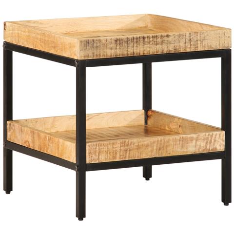 Tavolino 45x45x45 cm Legno Massello di Mango Grezzo - Foto 2