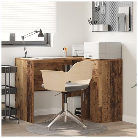 Scrivania d'angolo in legno vintage 102x88x75 cm Legno ingegnerizzato - Foto 2