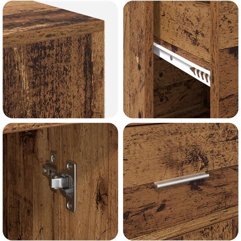 Scrivania d'angolo in legno vintage 102x88x75 cm Legno ingegnerizzato - Foto 9