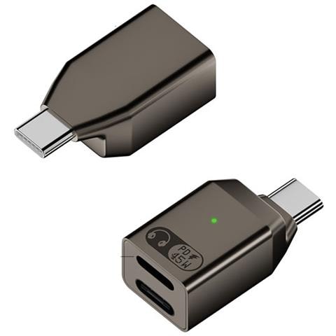 Adattatore Audio Da Lightning Femmina + Usb-c Femmina A Usb-c Maschio: Ascolta, Chiama E Ricarica Grey - Foto 1