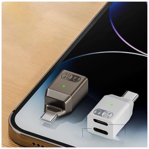 Adattatore Audio Da Lightning Femmina + Usb-c Femmina A Usb-c Maschio: Ascolta, Chiama E Ricarica Grey - Foto 7