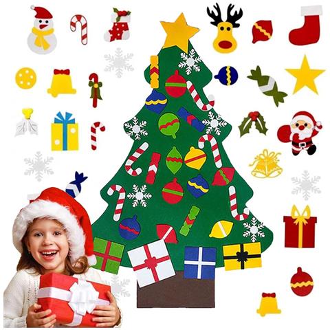 Albero Di Natale Con Ornamenti Rimovibili In Feltro Decorazione Natalizia Fai Da Te - Foto 1