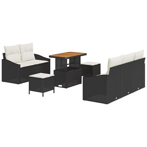 Set Divano da Giardino 8 pcs Nero e Crema 90 x 55 x 71 cm - Foto 1