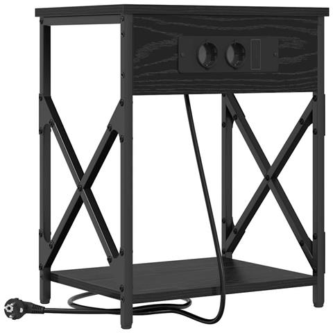 Armadio da Notte Rovere nero 41 x 31 x 51 cm Legno multistrato - Foto 1