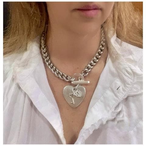 Choker Con Chiusura A Cuore E Ciondoli A Catena - Foto 3