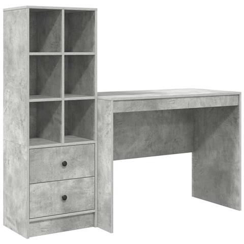 Scrivania con Spazio di Archiviazione 2 pcs Grigio cemento - Foto 1