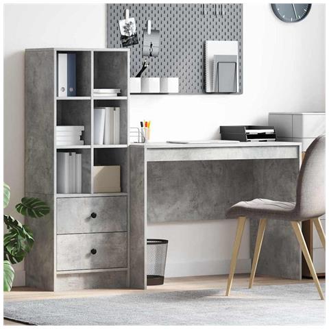 Scrivania con Spazio di Archiviazione 2 pcs Grigio cemento - Foto 2
