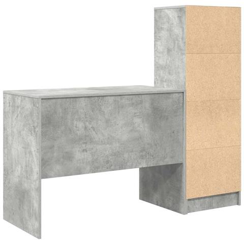 Scrivania con Spazio di Archiviazione 2 pcs Grigio cemento - Foto 9