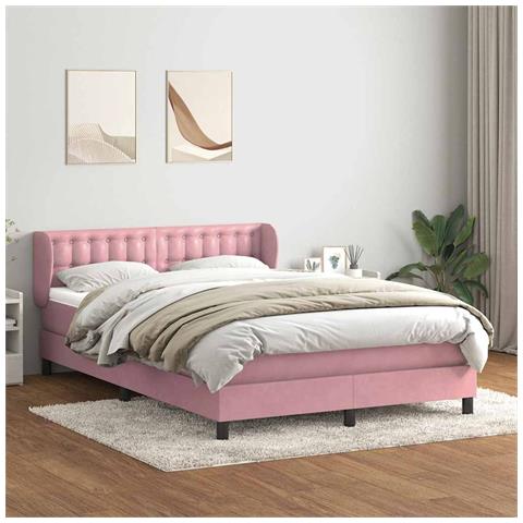 Giroletto a Molle con Materasso Rosa 160x220 cm in Velluto - Foto 2