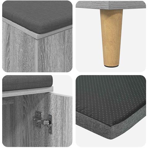 Panca per ingresso con cuscino Sonoma grigia 80 x 38 x 46 cm - Foto 9