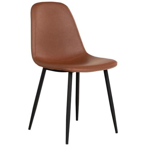 Set 2 Sedie Da Pranzo Stockholm In Ecopelle Marrone Vintage Con Gambe Nere - Foto 1