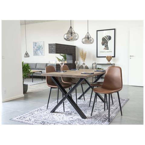 Set 2 Sedie Da Pranzo Stockholm In Ecopelle Marrone Vintage Con Gambe Nere - Foto 8