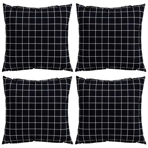 Cuscini Scatter a scacchi 4 pcs Quadro Nero 40 x 40 cm - Foto 1