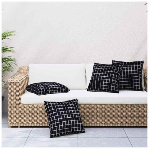 Cuscini Scatter a scacchi 4 pcs Quadro Nero 40 x 40 cm - Foto 2