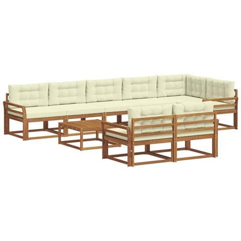 Set di divani da esterno con cuscino 9 pcs Naturale e Crema - Foto 1