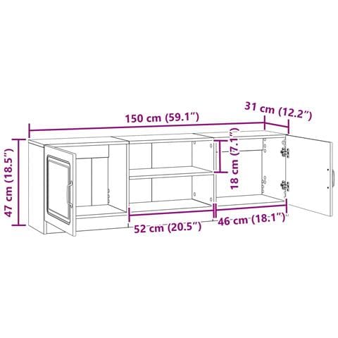 Mobile TV Legno antico 150 x 31 x 47 cm Legno ingegnerizzato - Foto 9