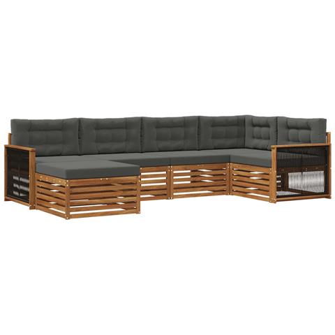 Set di divani da esterno con cuscino 6 pcs Naturale e Antracite - Foto 1