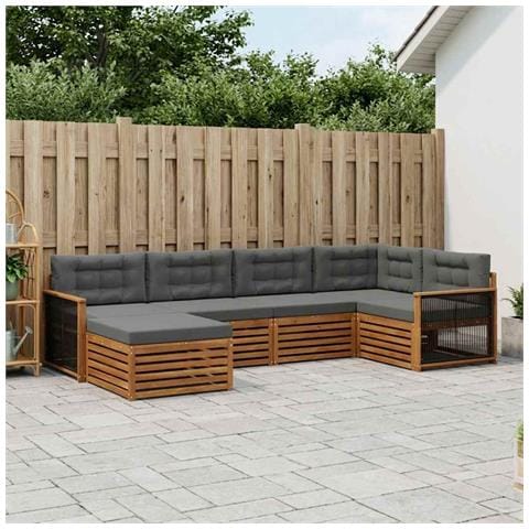 Set di divani da esterno con cuscino 6 pcs Naturale e Antracite - Foto 2