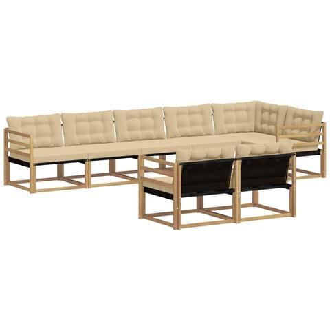 Set di divani da esterno con cuscino 8 pcs Bianco e Beige - Foto 1