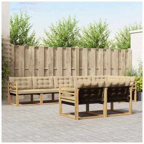 Set di divani da esterno con cuscino 8 pcs Bianco e Beige - Foto 2