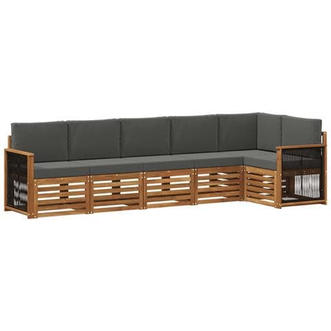 Set divano sezionale con cuscino 5 pcs Naturale e Antracite - Foto 1