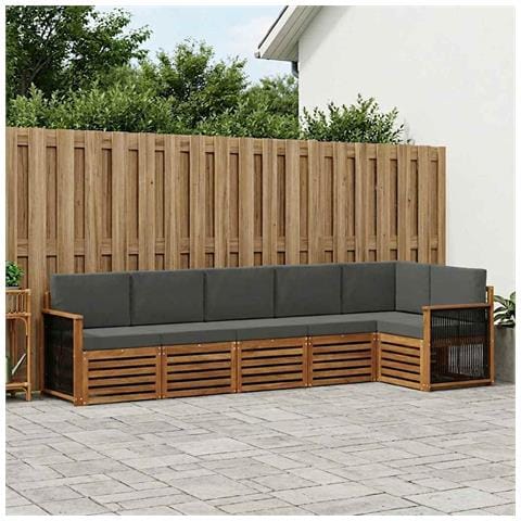 Set divano sezionale con cuscino 5 pcs Naturale e Antracite - Foto 2