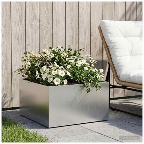 Vaso da giardino Argento 40 x 40 x 30 cm Acciaio Inox - Foto 2