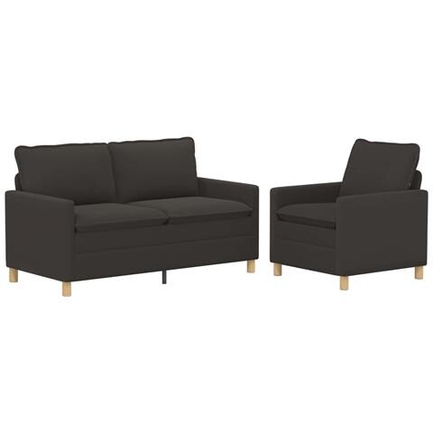 Set di divani 2 pz Grigio Scuro Tessuto - Foto 1