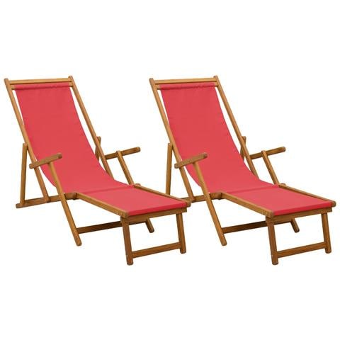 Lettino prendisole pieghevole 2 pcs 3 Posizione Rosso - Foto 1